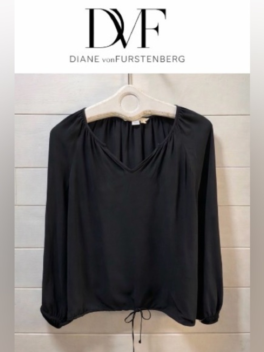 DIANE VON FURSTENBERG Black Silk Blouse Size S